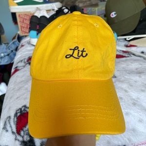 yellow “lit” hat